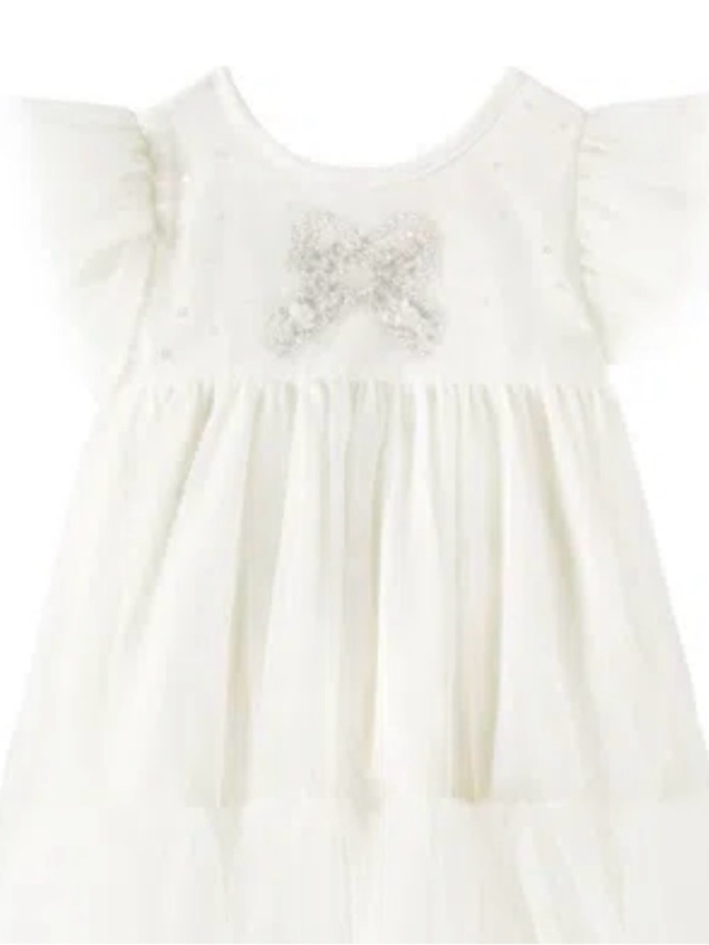 Tutu Du Monde Ivory Sequin Tulle Dress with Embellished Bow